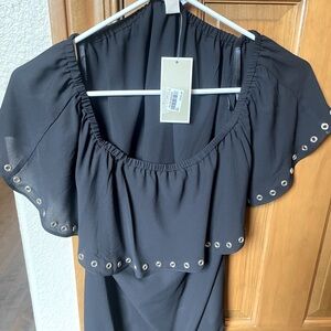 Brand new Michael Kors black gold grommet top